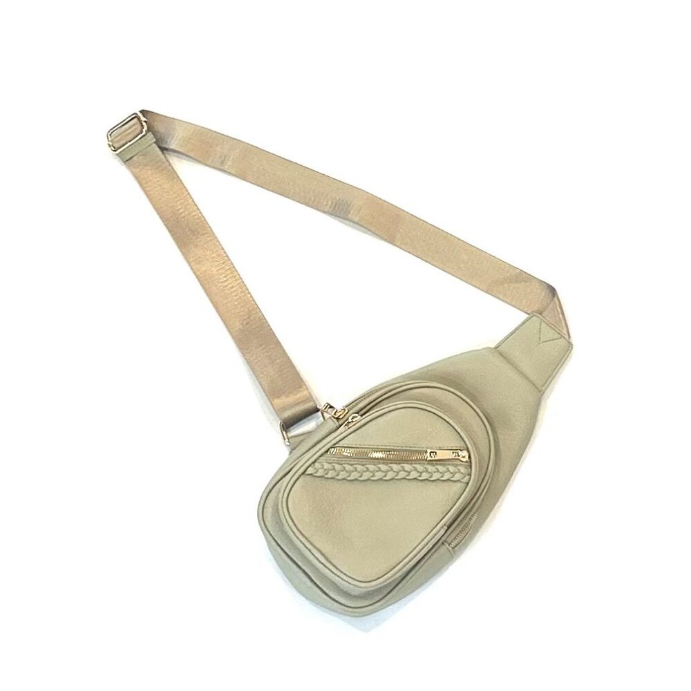 adjustable lime green crossbody bag w/ golden buckles and zippers